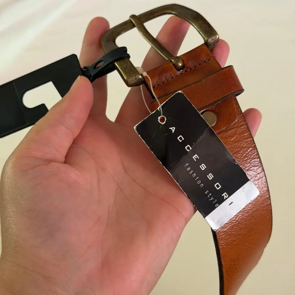NWT Brown Genuine Leather Belt Men's 110cm